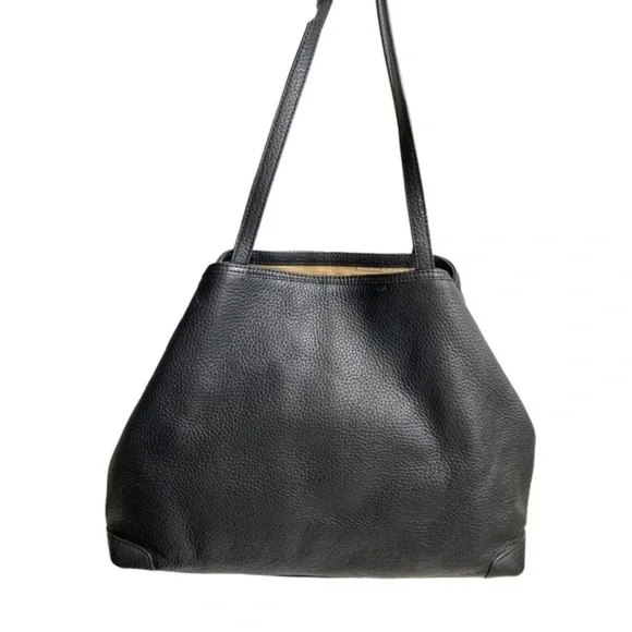Mark cross black leather tote bag with pouchette